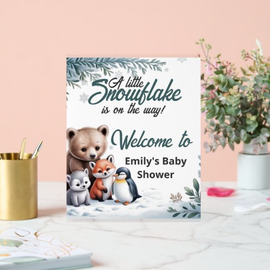 Winter Woodland Animals baby shower Welkom Acryl Bord (Huwelijk)