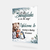 Winter Woodland Animals baby shower Welkom Acryl Bord (Hoek)