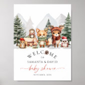 Winter Woodland Animals Baby shower Welkomstbord Poster (Voorkant)