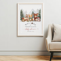 Winter Woodland Animals Baby shower Welkomstbord