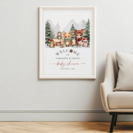 Winter Woodland Animals Baby shower Welkomstbord Poster