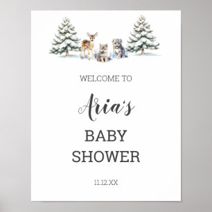 Winter Woodland Animals Baby shower Welkomstbord Poster