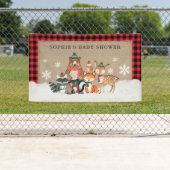 Winter Woodland Animals Baby shower Welkomstfeest Spandoek (Insitu)