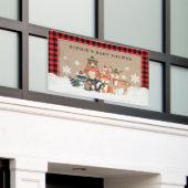 Winter Woodland Animals Baby shower Welkomstfeest Spandoek (Buitenkant Gebouw)