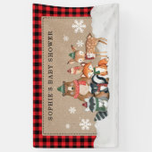 Winter Woodland Animals Baby shower Welkomstfeest Spandoek (Verticaal)