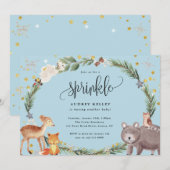 Winter Woodland Animals Baby Sprinkle Shower Blue Kaart (Voorkant / Achterkant)