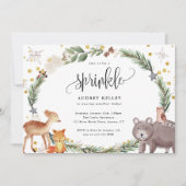 Winter Woodland Animals Baby Sprinkle Shower Kaart (Voorkant)