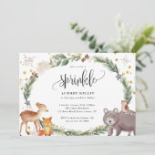 Winter Woodland Animals Baby Sprinkle Shower Kaart (Staand voorkant)