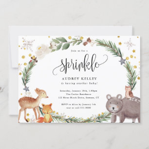 Winter Woodland Animals Baby Sprinkle Shower Kaart
