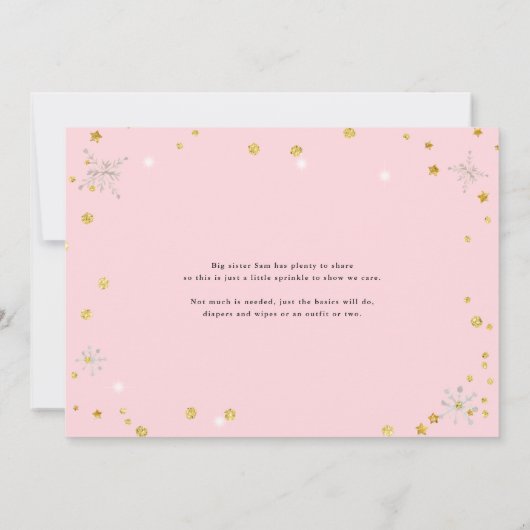Winter Woodland Animals Baby Sprinkle Shower Pink Kaart (Achterkant)