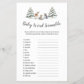 Winter Woodland Animals "Baby Word Scramble" spel Flyer (Voorkant)
