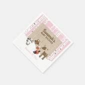 Winter Woodland Animals Birch Tree Napkin | Roze Servetten (Hoek)