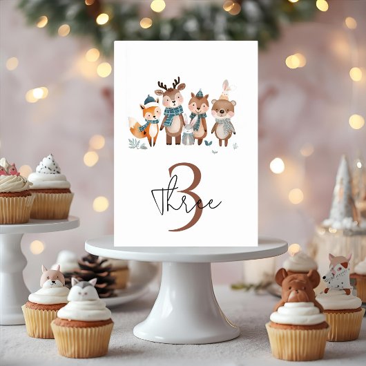 Winter Woodland Animals Birthday  Kaart