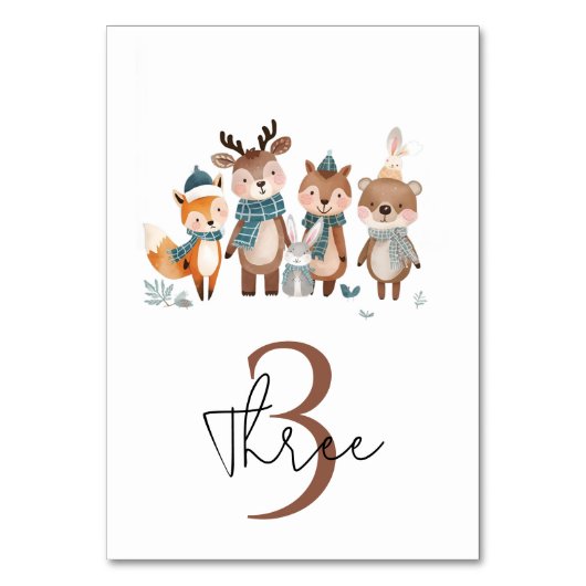 Winter Woodland Animals Birthday  Kaart (Voorkant)