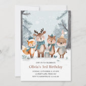 Winter Woodland Animals Birthday Kaart (Voorkant)
