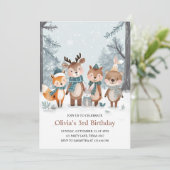 Winter Woodland Animals Birthday Kaart (Staand voorkant)