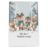 Winter Woodland Animals Birthday Medium Cadeauzakje (Voorkant)