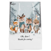 Winter Woodland Animals Birthday Medium Cadeauzakje (Achterkant)
