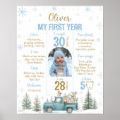 Winter Woodland Animals Birthday Milestone Photo Poster (Voorkant)