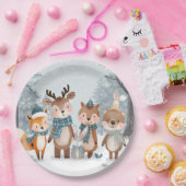 Winter Woodland Animals Birthday Party Papieren Bordje (Feest)
