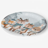 Winter Woodland Animals Birthday Party Papieren Bordje (Gekanteld)