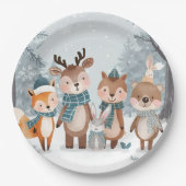 Winter Woodland Animals Birthday Party Papieren Bordje (Voorkant)