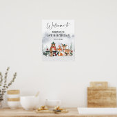 Winter Woodland Animals Birthday Party Welkom Poster (Keuken)