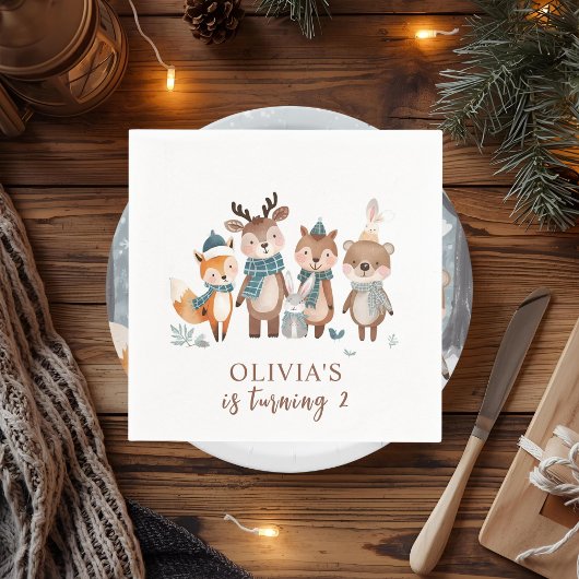 Winter Woodland Animals Birthday  Servet