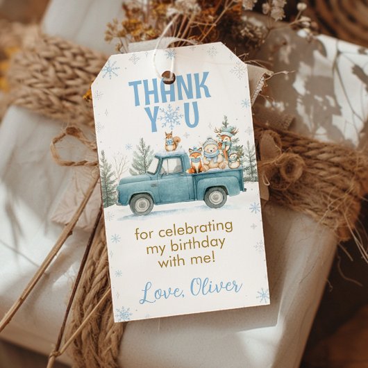 Winter Woodland Animals Birthday Thank You Cadeaulabel