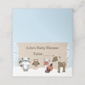 Winter Woodland Animals Blauw Tafelnummer Kaarten Plaatskaartje (Buitenkant ongevouwen)