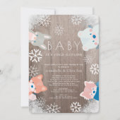 Winter Woodland Animals Blue Baby shower per post Kaart (Voorkant)