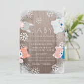 Winter Woodland Animals Blue Drive-by Baby shower Kaart (Staand voorkant)