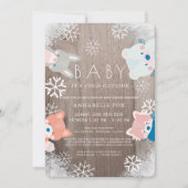 Winter Woodland Animals Blue Drive-by Baby shower Kaart (Voorkant)