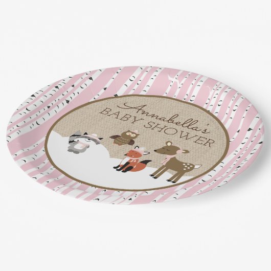 Winter Woodland Animals Bord | Roze (Gekanteld)