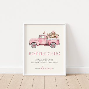 Winter Woodland Animals Bottle Chug Game Sign Poster