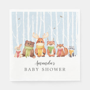 Winter Woodland Animals Boys Douche Papieren serve Servet