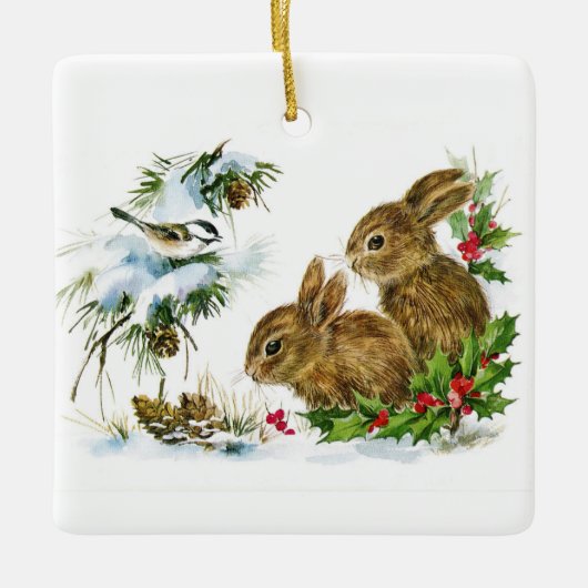 Winter Woodland Animals Ceramic Ornament (Voorkant)