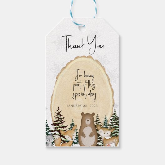 Winter Woodland Animals Dank u Labels Cadeaulabel (Voorkant)