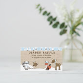 Winter Woodland Animals Diaper Raffle Cards Blue Informatiekaartje (Staand voorkant)