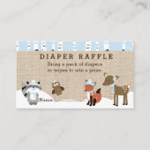 Winter Woodland Animals Diaper Raffle Cards Blue Informatiekaartje (Voorkant)
