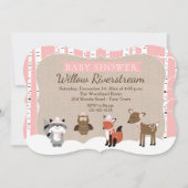 Winter Woodland Animals Die Cut Roze Baby shower Kaart (Voorkant)