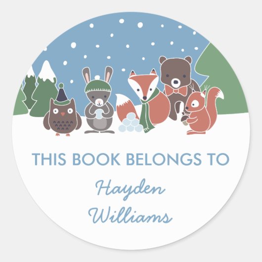 Winter Woodland Animals Dit boek is van Ronde Sticker (Voorkant)