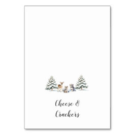 Winter Woodland Animals Douche Buffet Eten Labels Kaart