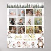 Winter Woodland Animals Eerste jaar Fotomijlpaal Poster (Voorkant)