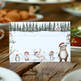 Winter Woodland Animals Food Tent Place Card Plaatskaartje