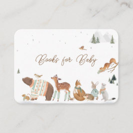Winter Woodland Animals Forest Baby Shower Books Informatiekaartje