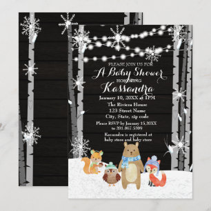 Winter Woodland Animals Forest Baby shower Card Kaart