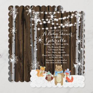 Winter Woodland Animals Forest Baby shower Card Kaart