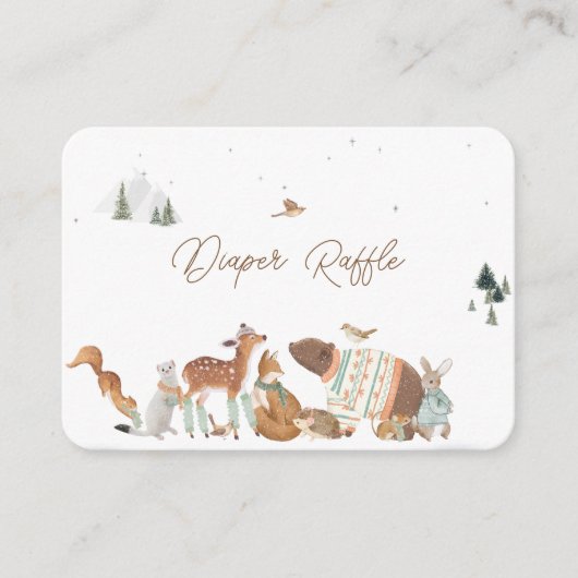 Winter Woodland Animals Forest Baby Shower Diaper Informatiekaartje (Voorkant)