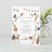 Winter Woodland Animals Forest Baby Shower Kaart (Staand voorkant)